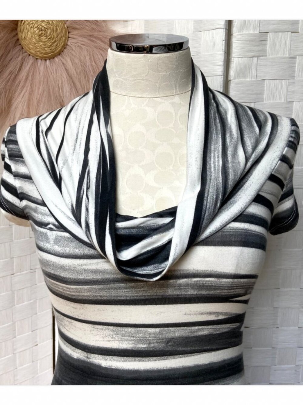Matti Mamane Black & White Striped Asymmetrical Zip Dress Size XS - Picture 7 of 11